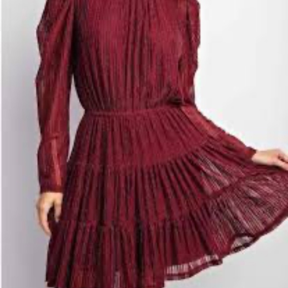 L Love shimmer tiered dress lined long sleeve - Picture 1 of 9